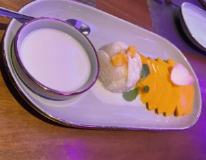 Dessert at Desert Lotus - Sticky rice with coconut milk and mango